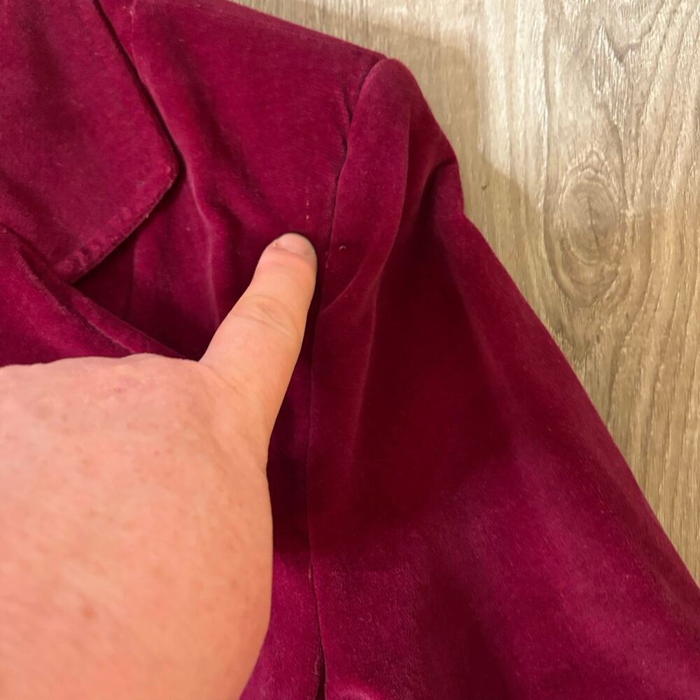 Tiana Creations Red Velvet Sz M/ L– Holiday Party Jacket Cotton Velvet​​​ - Picture 7 of 10
